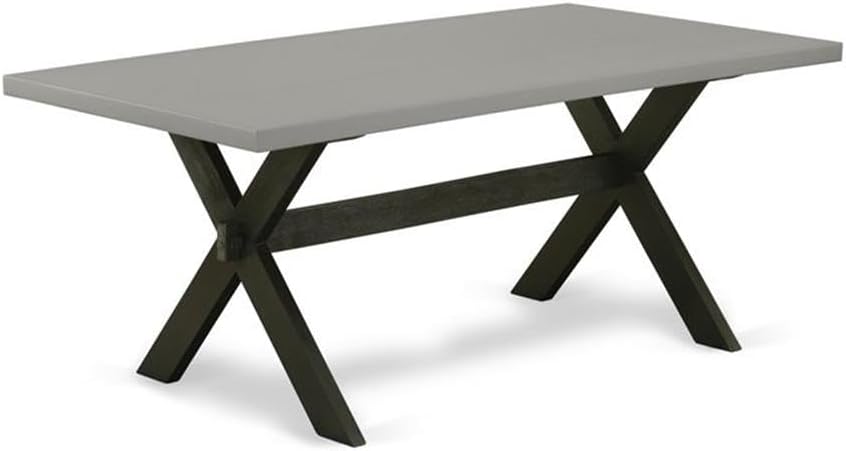 East West Furniture X697EL121-5 5 Piece Dining Room Table Set Includes a Rectangle Kitchen Table with X-Legs and 4 Blue Linen Fabric Parson Dining Chairs, 40x72 Inch, Multi-Color