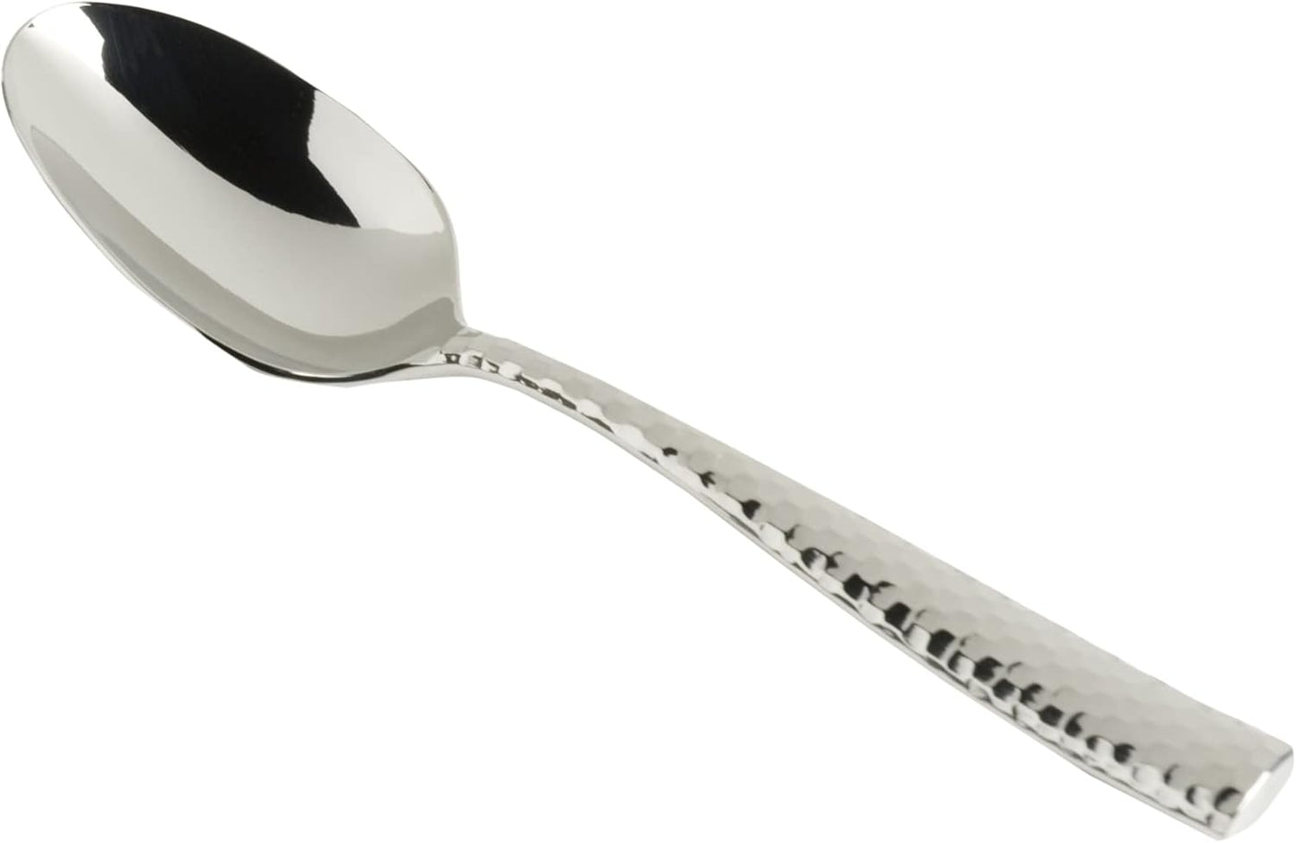 Fortessa Lucca Faceted 18/10 Stainless Steel Flatware Dessert/Oval Soup Spoon, Set of 12