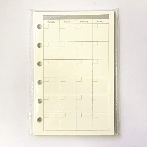 Planner Refill, Pocket Notebook, Month Tracker Binder Refills for 6 Holes Filofax/Personal Journal, 100Gsm Quality,45sheets/90pages A7 Refill, 4.84 x 3.23'', Harphia