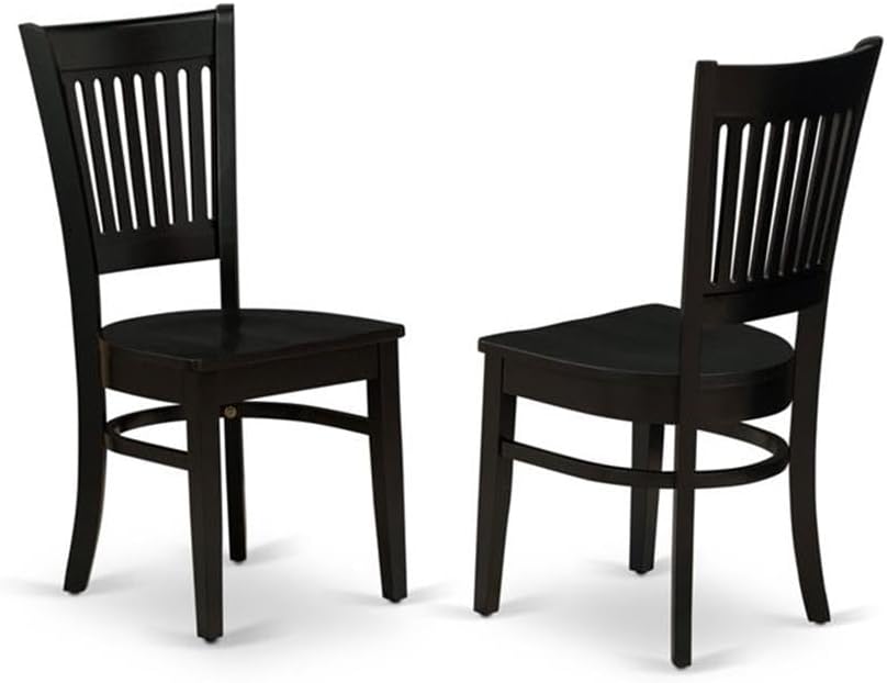 East West Furniture LGVA9-BLK-W 9 Piece Kitchen Table & Chairs Set Includes a Rectangle Dining Room Table with Butterfly Leaf and 8 Solid Wood Seat Chairs, 42x84 Inch, Black