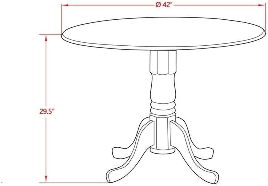 East West Furniture DMAV5-OAK-C 5 Piece Kitchen Table Set for 4 Includes a Round Dining Table with Dropleaf and 4 Linen Fabric Dining Room Chairs, 42x42 Inch, Oak