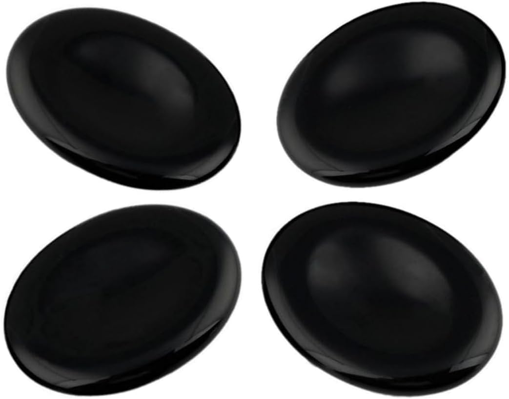zmgmsmh Handcarved Thumb Worry Stone, Pocket Palm Stones for Anxiety Stress Relief Meditation Therapy Geometry Home Decorations (Black Obsidian-Oval Shape)