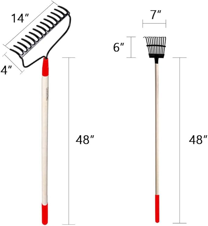 GardenAll 7-Piece Shovels Rakes Hoe Set Long Wood Handle Garden Tools Set Gifts for Women Pointy Shovels for Digging Short Handle Shovel Meteal Rakes Cultivator Set
