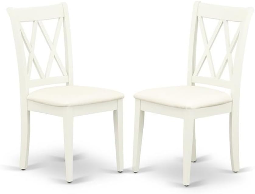 East West Furniture DOCL9-LWH-C 9 Piece Dining Table Set Includes a Rectangle Wooden Table with Butterfly Leaf and 8 Linen Fabric Dining Room Chairs, 42x78 Inch, Linen White