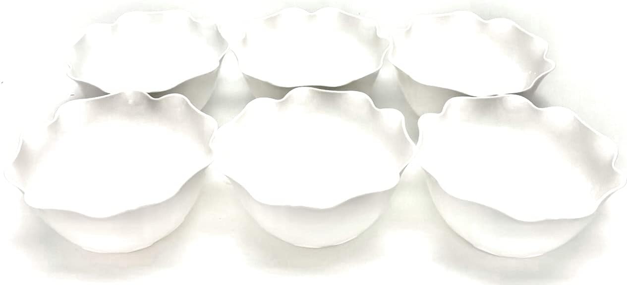 Mintra Home Reusable Bowls and Plates 6pk - Lotus Collection (White, Bowl 6pk - (5.5inW x 2.75inH))