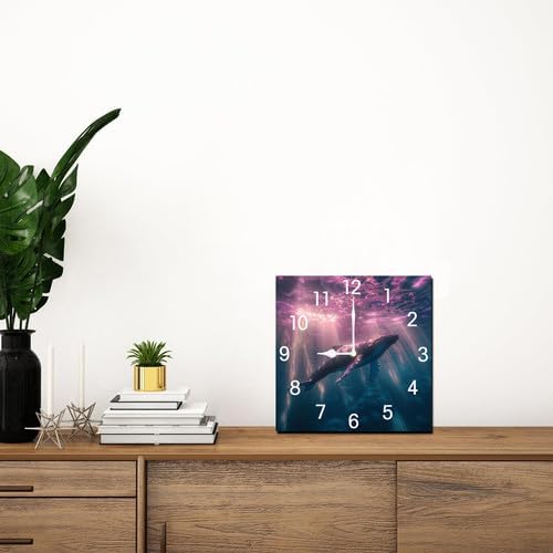 Basketball Square Clock Silent No Tick Battery Powered Home Decor Wooden Wall Clock for Living Room Kitchen Bathroom Farmhouse 10inch
