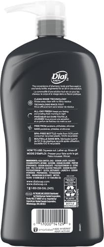 Dial Men 3in1 Body, Hair and Face Wash, Hydro Fresh, 32 fl oz (Pack of 2)