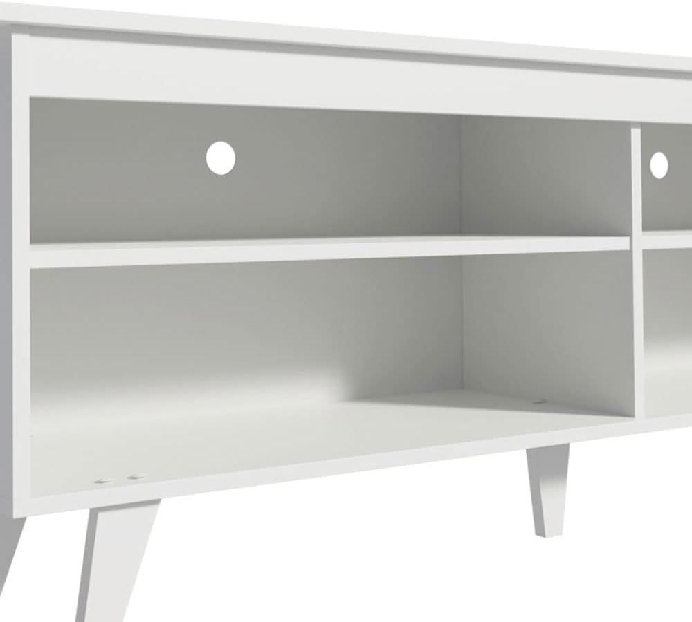 Madesa TV Stand Entertainment Center with 4 Shelves and Cable Management for 55, 65 Inch TV Media Storage Gaming Media Console Living Room and Bedroom Modern Wooden Television - White