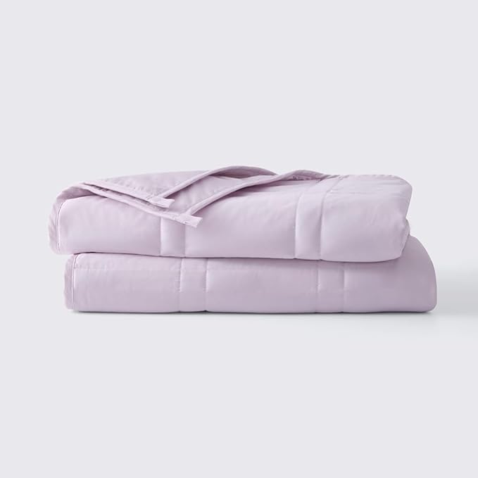 Baloo Weighted Blanket for Adults 12 lb Throw (Lavender, 42"x72") | Cool & 100% Cotton | Machine Washable & Dryer Safe | Glass Microbead Fill