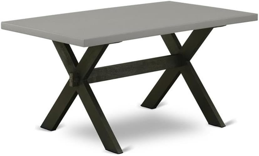 East West Furniture X696FR102-5 5 Piece Dining Set Includes a Rectangle Dining Room Table with X-Legs and 4 Light Beige Linen Fabric Upholstered Chairs, 36x60 Inch, Multi-Color