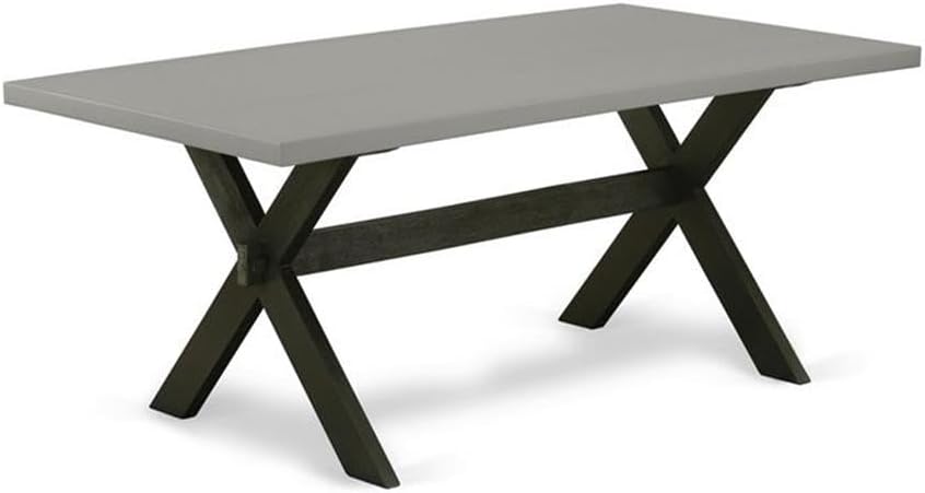 East West Furniture X697MZ606-7 7 Piece Kitchen Table & Chairs Set Consist of a Rectangle Dining Room Table with X-Legs and 6 Shitake Linen Fabric Parson Chairs, 40x72 Inch, Multi-Color