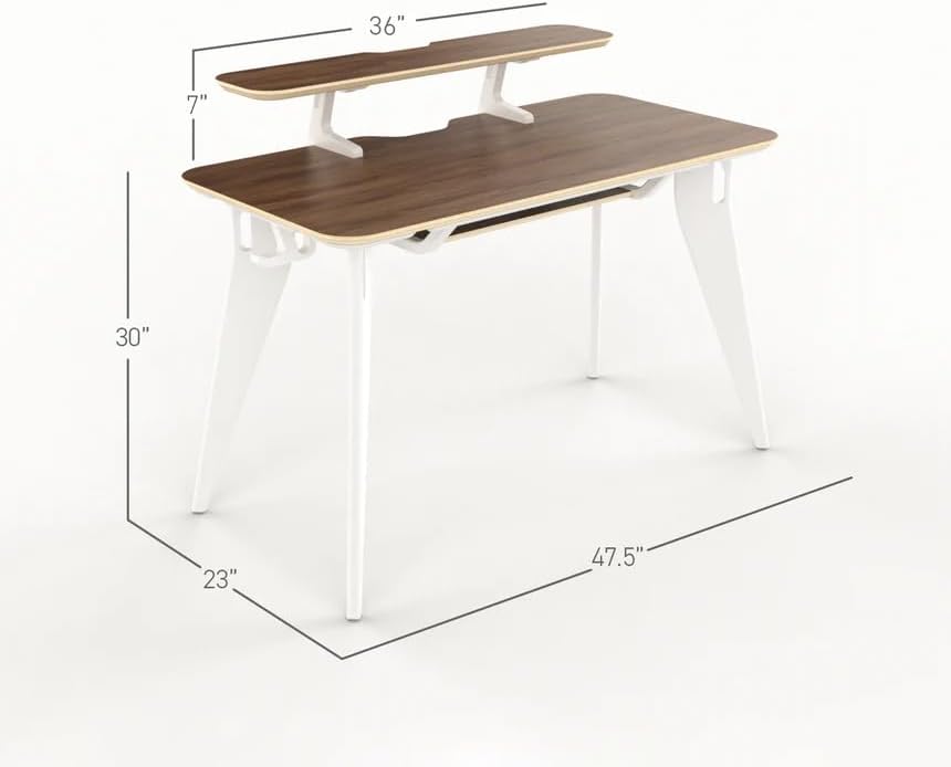 HOEK Student Desk Bundle, 47.5" x 23", Collapsible Study Desk with Monitor Shelf, Under Shelf and Hook, Space-Saving Dorm or Small Study Desk for Back to School and Home Learning (Walnut/Black)