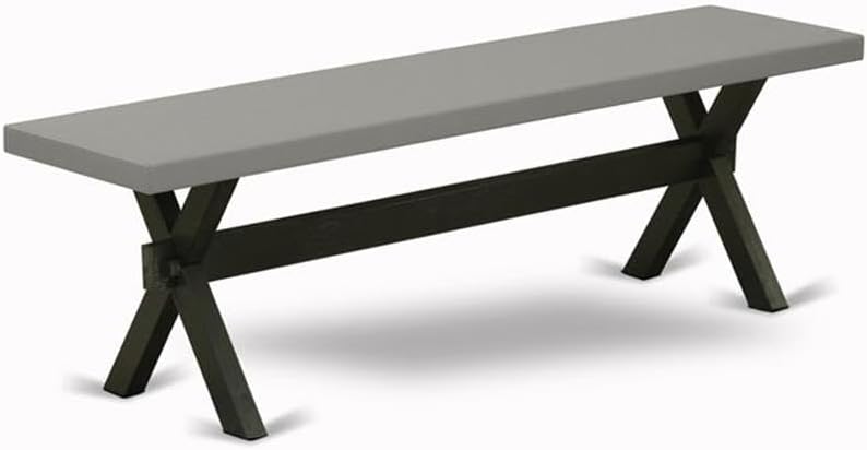 East West Furniture X696VE650-6 6 Piece Kitchen Table & Chairs Set Contains a Rectangle Dining Room Table and 4 Dark Gotham Linen Fabric Parson Chairs with a Bench, 36x60 Inch, Multi-Color