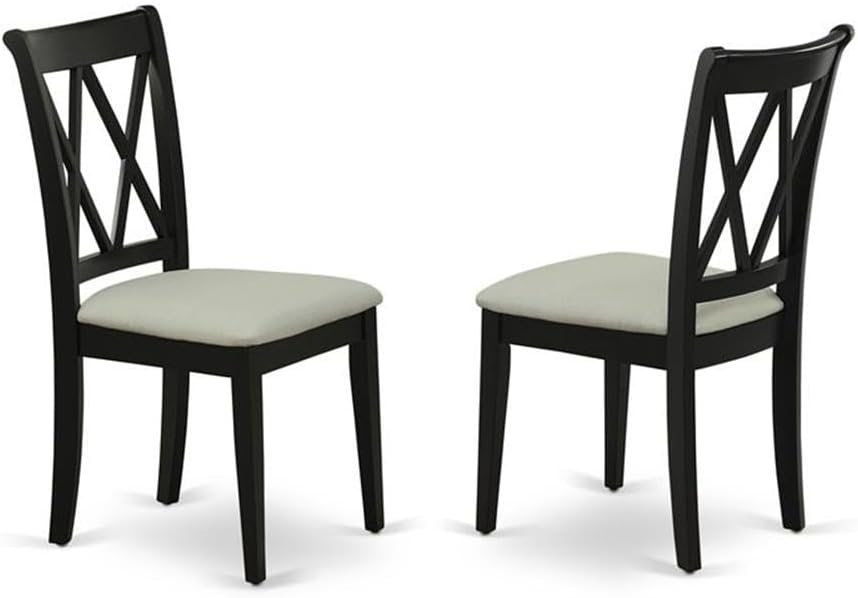 East West Furniture LGCL7-BLK-C 7 Piece Kitchen Table & Chairs Set Consist of a Rectangle Butterfly Leaf Dining Table and 6 Linen Fabric Upholstered Chairs, 42x84 Inch, Black
