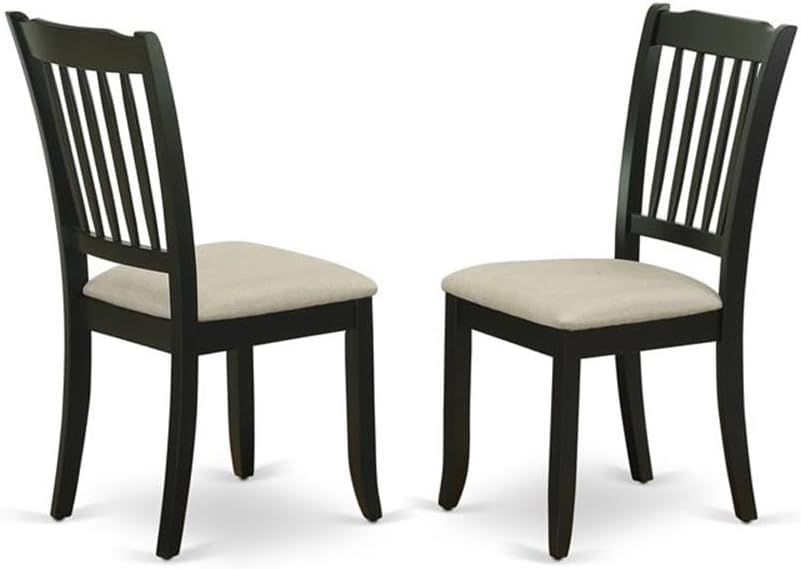 East West Furniture LGDA9-BLK-C 9 Piece Dining Room Table Set Includes a Rectangle Kitchen Table with Butterfly Leaf and 8 Linen Fabric Upholstered Dining Chairs, 42x84 Inch, Black