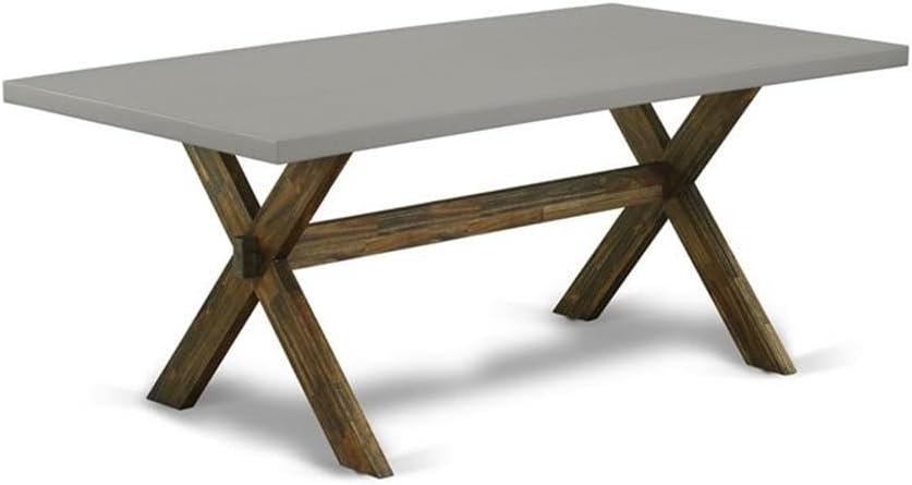 East West Furniture X797MZ748-7 7 Piece Dining Room Furniture Set Consist of a Rectangle Dining Table with X-Legs and 6 Coffee Linen Fabric Upholstered Chairs, 40x72 Inch, Multi-Color