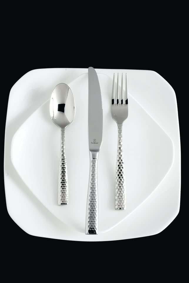 FORTESSA Lucca 18/10 Stainless Steel Flatware, 20 Piece Place Setting With Table Knives, Forks and Spoons (Service For 4), Dishwasher Safe, Polished