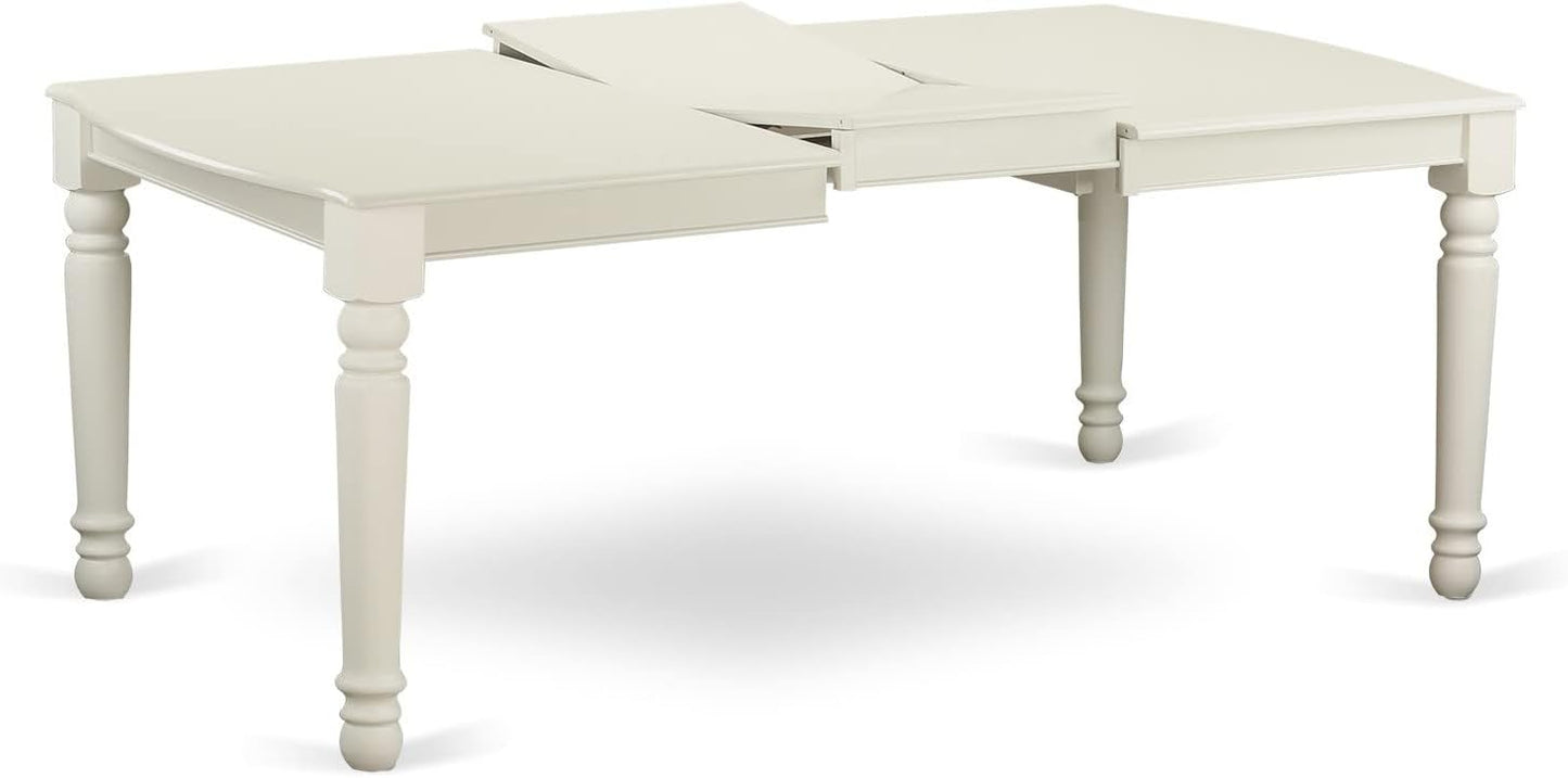 East West Furniture DOBR7-LWH-02 7 Piece Dining Table Set Consist of a Rectangle Table with Butterfly Leaf and 6 Light Beige Linen Fabric Upholstered Chairs, 42x78 Inch, Linen White