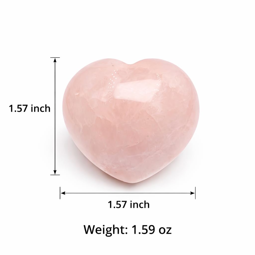 Rose Quartz Heart Worry Stone Healing Crystal, 1.57 Inch Polished Palm Stone for Meditation, Calm & Anxiety Relief