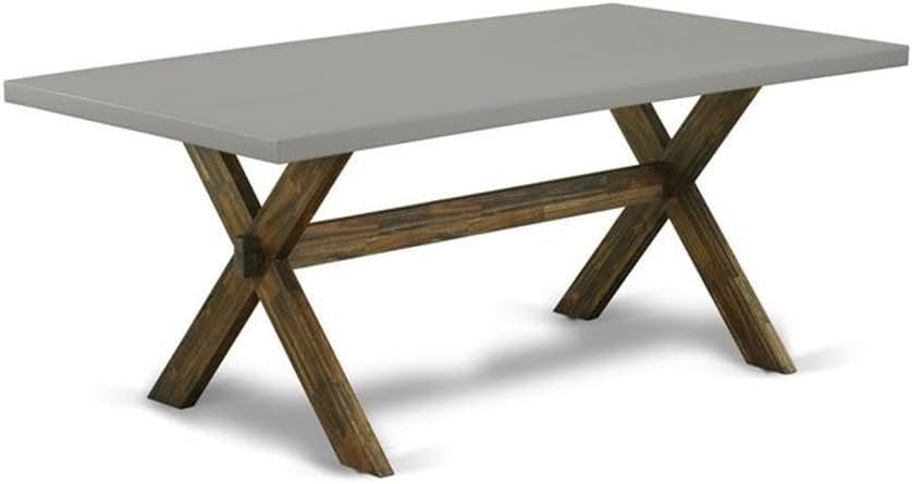 East West Furniture X797VE721-5 5 Piece Dining Table Set Includes a Rectangle Dining Room Table with X-Legs and 4 Blue Color Linen Fabric Parsons Chairs, 40x72 Inch, Multi-Color