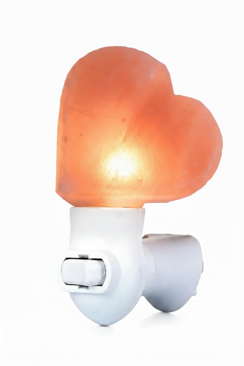 NatureBoost Himalayan Pink Salt Night Light, Heart Shape Plug-in Lamp with Extra Bulb – 1 Pack