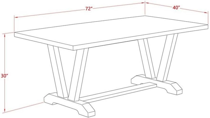 East West Furniture V097VE005-6 6 Piece Kitchen Table Set Contains a Rectangle Dining Table with V-Legs and 4 Grey Linen Fabric Upholstered Chairs with a Bench, 40x72 Inch, Multi-Color