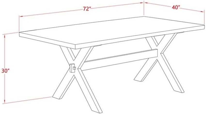East West Furniture X797MZ716-5 5 Piece Kitchen Table Set for 4 Includes a Rectangle Dining Room Table with X-Legs and 4 Dark Khaki Linen Fabric Upholstered Chairs, 40x72 Inch, Multi-Color