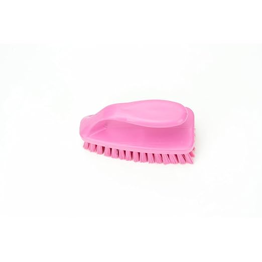 SPARTA Scrub Brush with Iron Shaped Handle and Stiff Bristles, Heavy Duty Scrubber Brush for Kitchen, Bathroom, Shower, Tile, Sink, Carpet and Bakepans, Polypropylene, 6 Inches, Pink