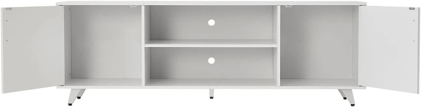 Panana TV Stand for TV up to 50 Inches, 2 Doors Entertainment Center with Open Shelves Storage, TV Console Unit for Living Room Bedroom (White)