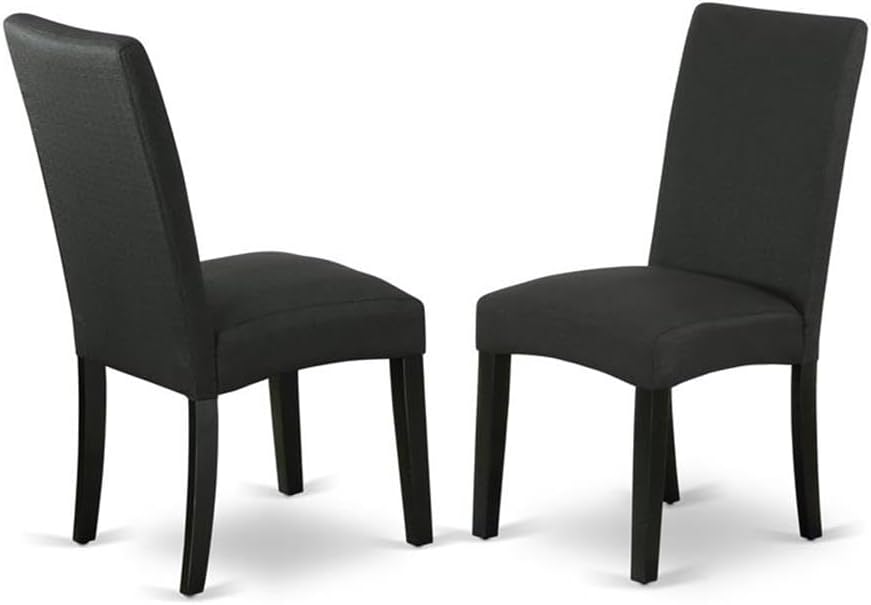 East West Furniture X696DR124-6 6 Piece Dining Set Contains a Rectangle Dining Room Table with X-Legs and 4 Black Color Linen Fabric Parson Chairs with a Bench, 36x60 Inch, Multi-Color