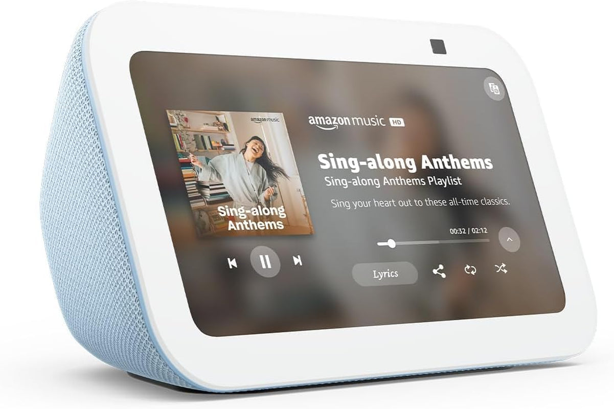Echo Show 5 (Newest Model), Smart Display with Alexa+ Early Access, 2X the Bass and Clearer Sound, Cloud Blue