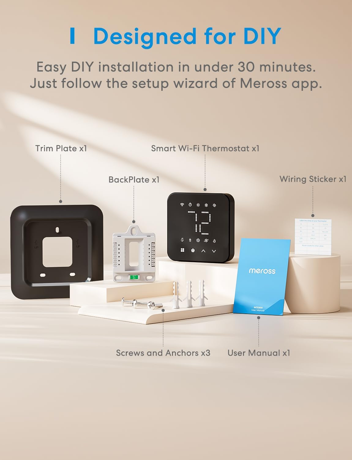 Smart Thermostat for Home, Wifi Thermostat Works with Matter, Alexa, Apple Home, Google Assistant, App & Voice Control, 7X24H Scheduling, Energy Saving, C-Wire Required