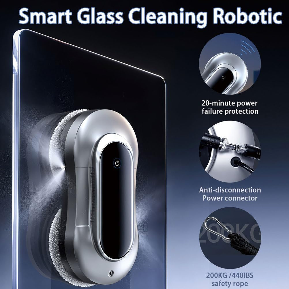Window Cleaner Robot Auto Dual Spray,Automatic Window Cleaning Robot with Intelligent Path Planning,Edge Detection Technology, Remote Control,Window Cleaner All Smooth Surfaces