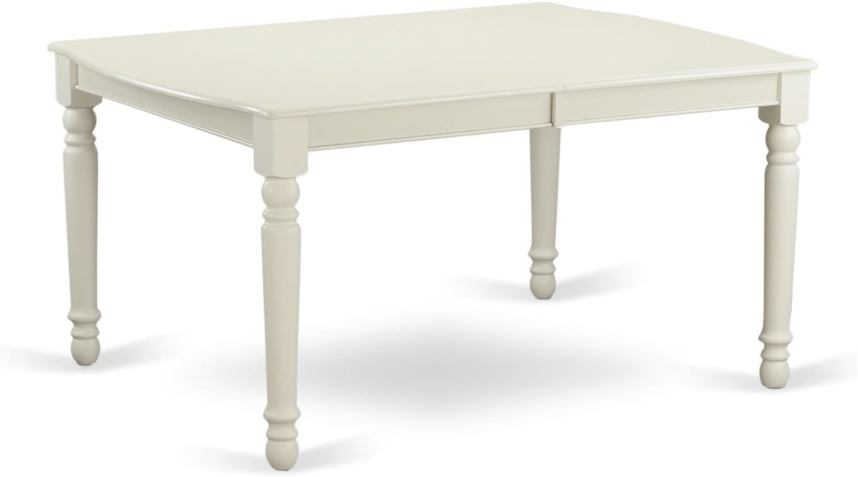 East West Furniture DOCL9-LWH-W 9 Piece Dining Table Set Includes a Rectangle Dinner Table with Butterfly Leaf and 8 Dining Room Chairs, 42x78 Inch, Linen White