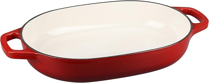 Enameled Cast Iron Oval Dutch Oven Pot with Lid, Dutch Oven for Sourdough Bread Baking, Oval Bread Pan, Bread Oven, Bread Dutch Oven, 7qt, Red