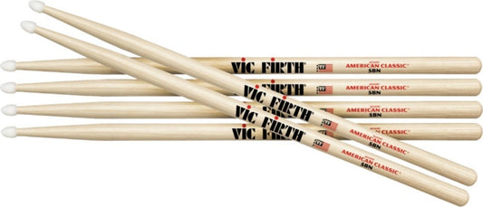 Vic Firth 3-Pair American Classic Hickory Drumsticks Nylon 5B