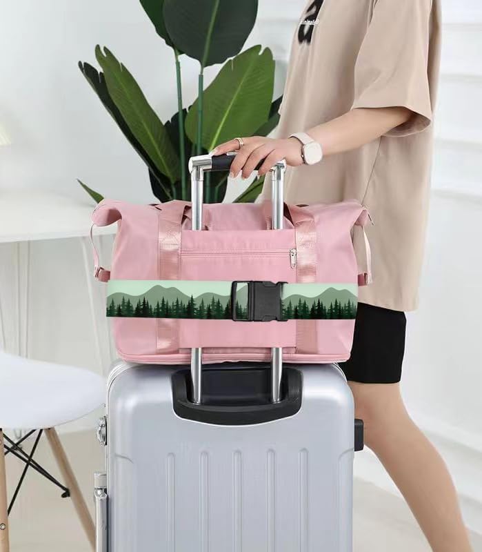 Luggage Straps for Suitcases Travel Belt Accessories, Cute Suitcase Strap, Adjustable Luggage Belt Strap, Heavy Duty with Quick-Release Buckle Luggage Strap Black Mountain
