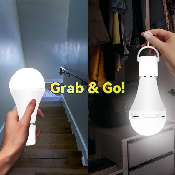 Neporal LITE PRO Battery Backup Light Bulbs, 2600mAh Rechargeable Light Bulbs, Perfect As Emergency Lights for Home Power Failure, Hurricane Prepareness Item, E26/E27