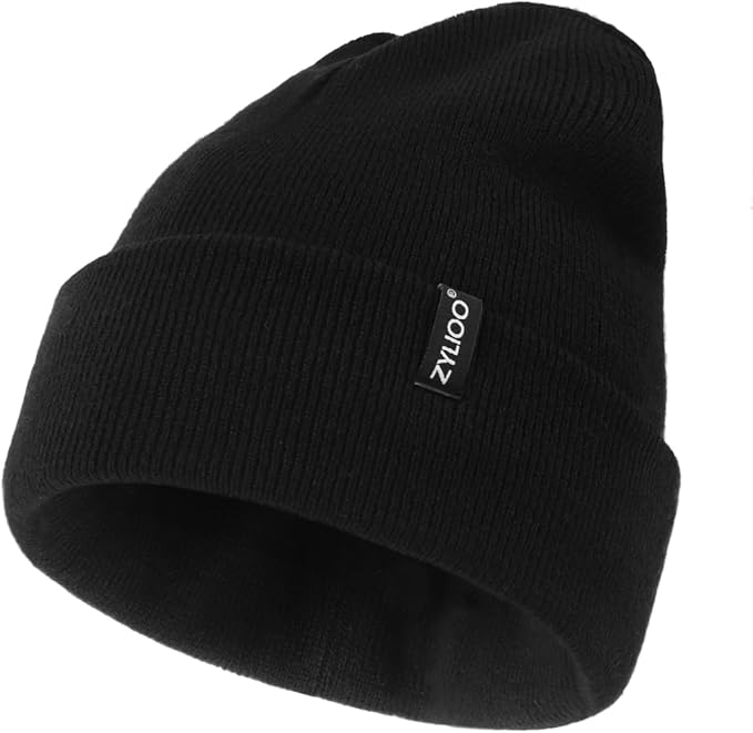 Zylioo Oversize Beanie Hats, XXL Big Size Ribbed Knit Cuffed Winter Hat for Cold Weather, Warm Skull Watch Cap