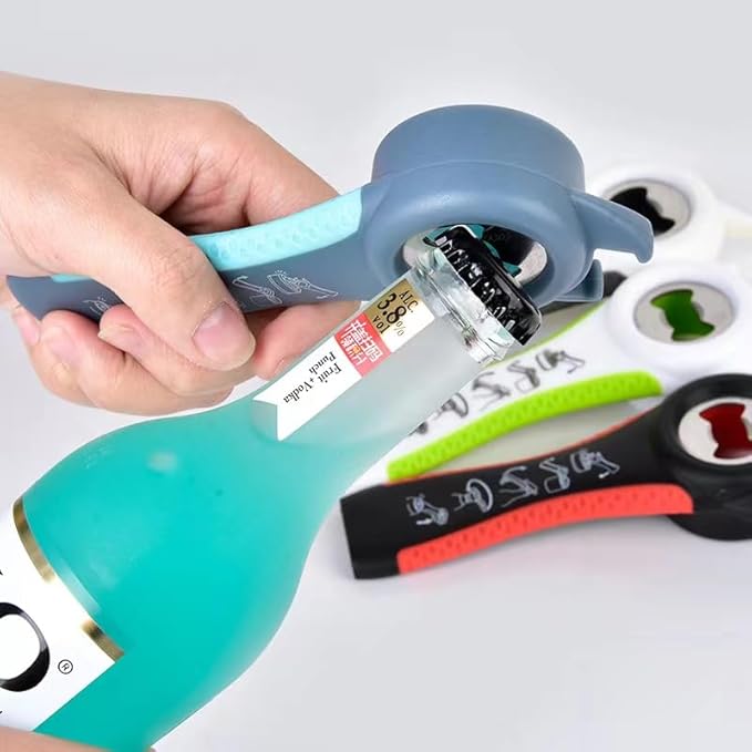 5PCS Multi-Purpose Can Opener Set, 5 in 1 Lid Opener, Beer Bottle Opener, Non Slip Rubber Jar Opener