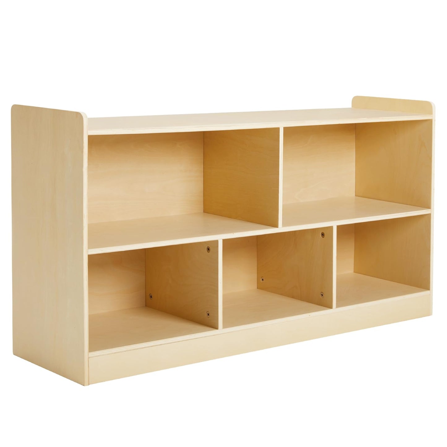 PTINFLUCE Montessori Shelf, Wooden Toy Storage Organizer for Books Toys, 2 Shelf Bookcase, 5-Section Storage Cabinet, Toddler Book Shelf for Kids Rooms, Playroom, Nursery, Kindergarten (Natural)