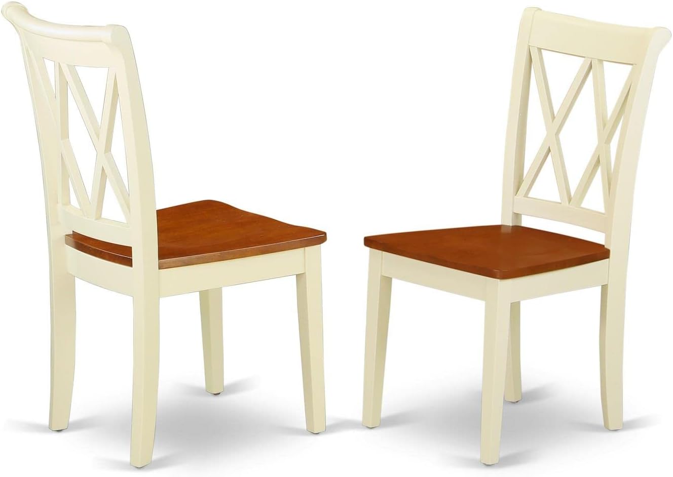 East West Furniture DLCL5-BMK-W 5 Piece Dining Room Table Set Includes a Round Dining Table with Dropleaf and 4 Wood Seat Chairs, 42x42 Inch, Buttermilk & Cherry
