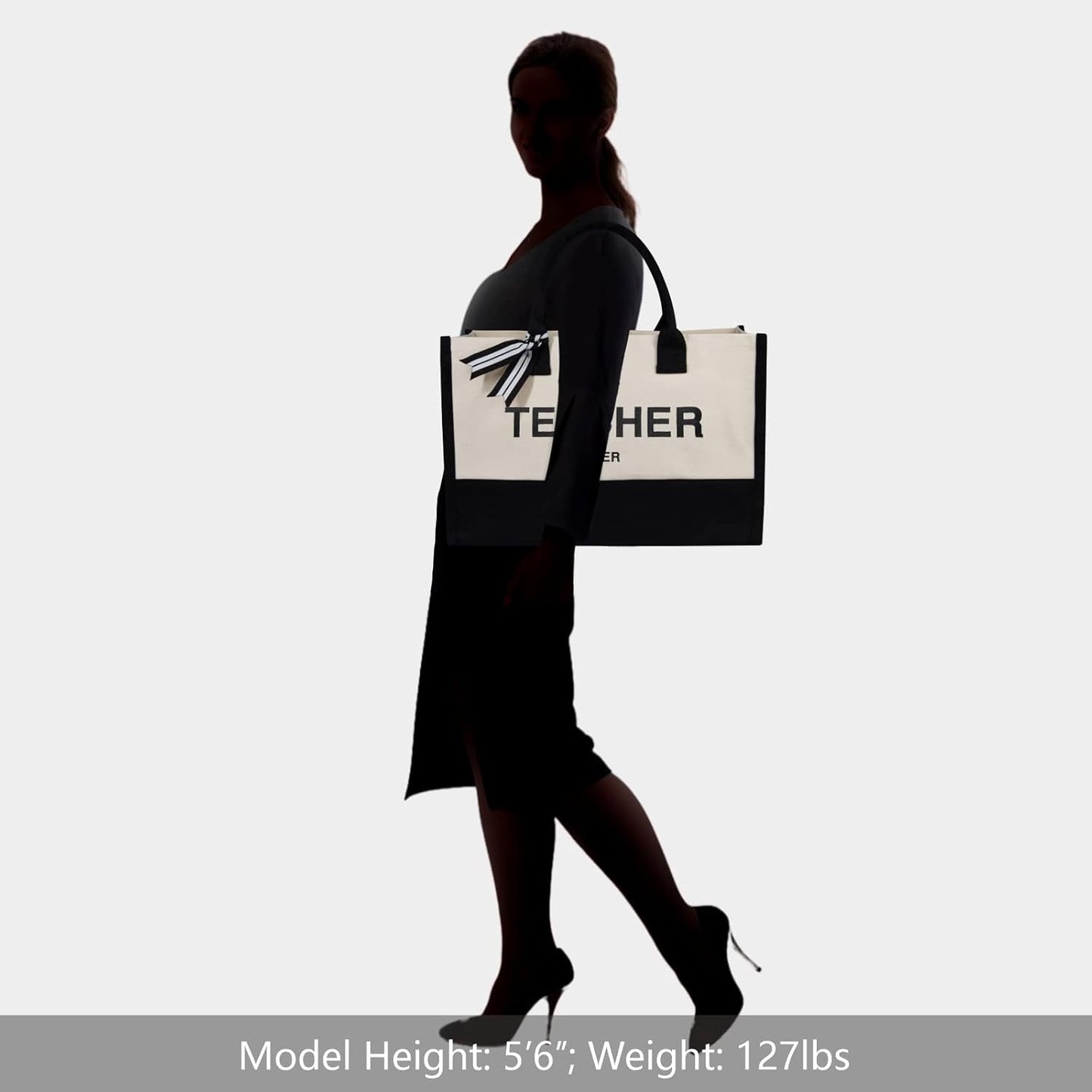TOPDesign Embroidery Canvas Tote Bag for Women, Teacher Appreciation Gifts for Daycare, Preschool, Math, English, Music, Dance Teacher, Personalized Present Bag, Ideal for Beach, Holiday