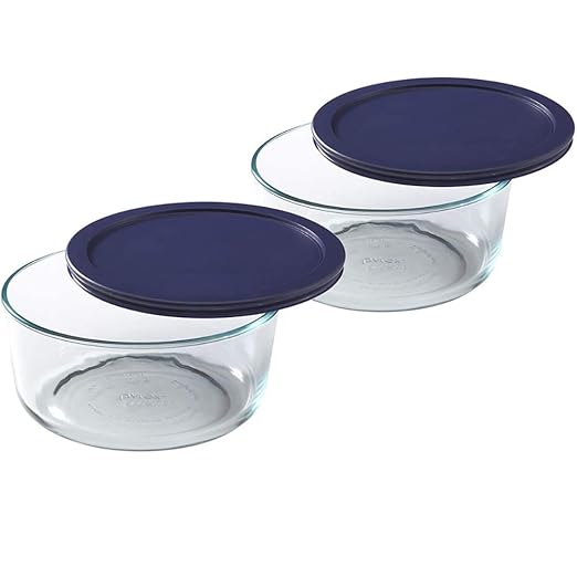 Wood Grip - Lids for Pyrex and Anchor Round Glass Containers - Lids for Pyrex Glass Containers - Replacement Lids (Blue, 4 Cups, 6 Pack)