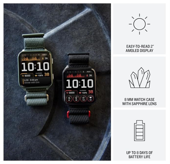 Wearable4U Garmin Venu X1 Thin And Lightweight Gps Smartwatch, Amoled Display, Black With Slate Titanium Comfort Fit Nylon Band
