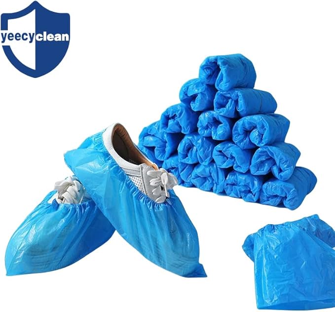 X-Large Shoe Covers Disposable,Boot Cover Waterproof,Dust proof,Non-slip,CPE Booties Shoes Protectors Coverings,The Size Fit Most,Plus-size - 100(50Pairs)