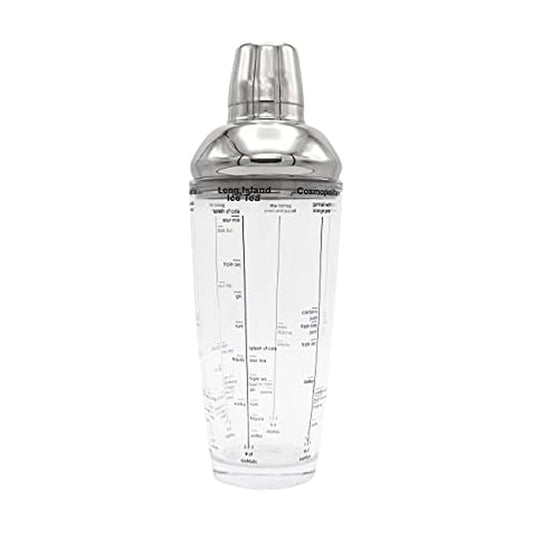 Houdini 24oz Glass Cocktail Shaker, Includes Six Recipes