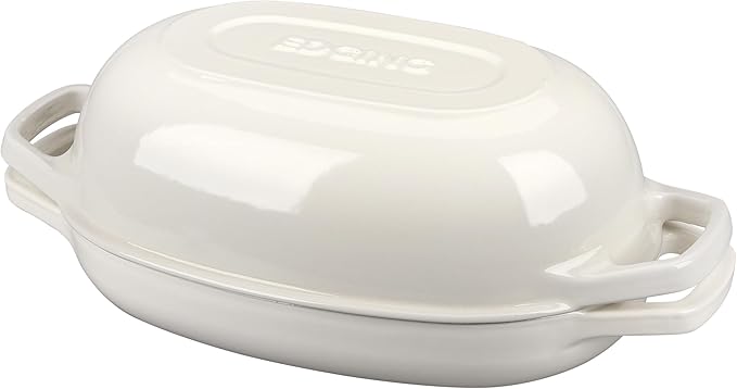 Enameled Cast Iron Oval Dutch Oven Pot with Lid, Dutch Oven for Sourdough Bread Baking, Oval Bread Pan, Bread Oven, Bread Dutch Oven, 5qt, White