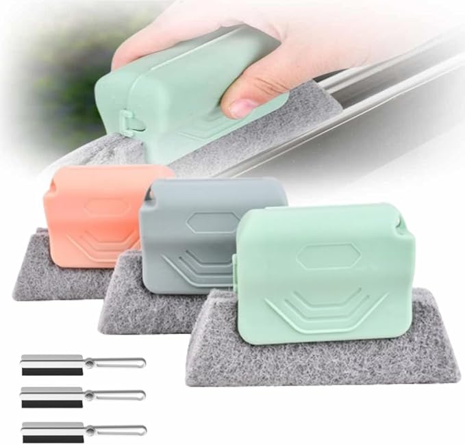 Window Groove Cleaning Brush,2024 New Hand-held Magic Window Track Cleaner Tools Set,Groove Cleaning Brush Window or Sliding Door for Sliding Door, Sill, Tile Lines, Shutter (3 PCS)