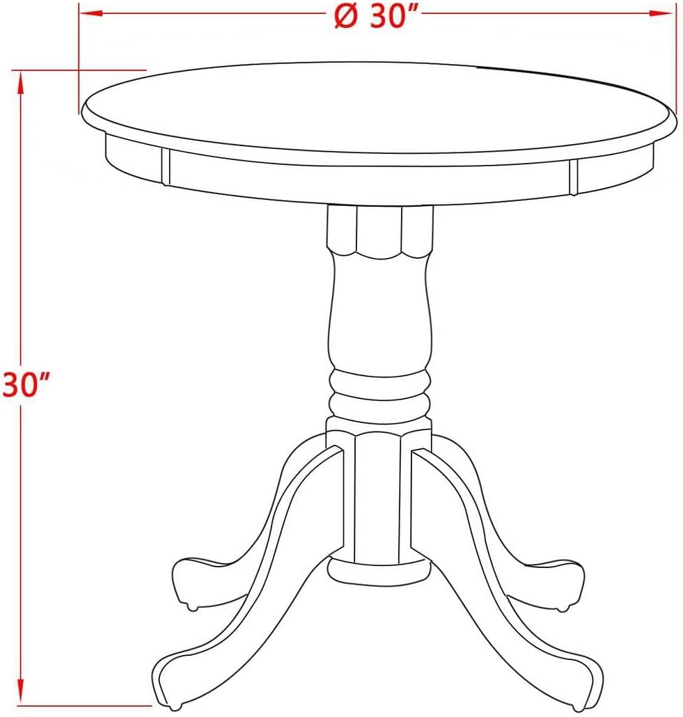 East West Furniture ESAN3-BCH-LC 3 Piece Kitchen Table & Chairs Set Contains a Round Dining Room Table with Pedestal and 2 Faux Leather Upholstered Dining Chairs, 30x30 Inch, Black & Cherry